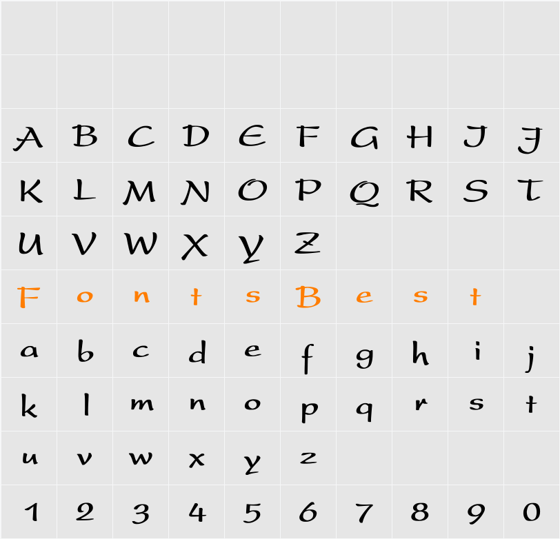 Prescript Bold Character Map