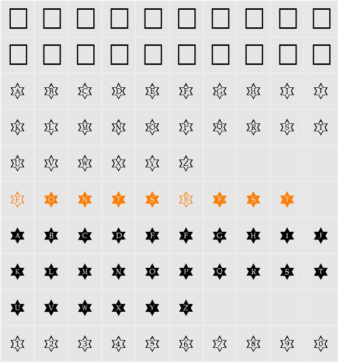 Stars Character Map