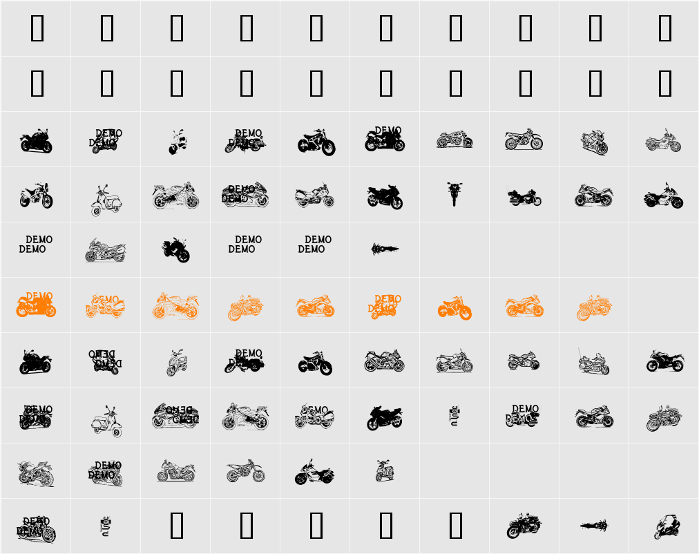 MOOOOOOOTO  ;) (DEMO)  FONTS101.COM Character Map