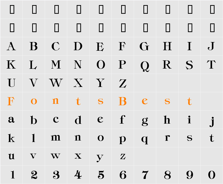 DelectSSK Character Map