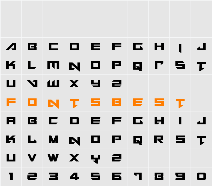 Tarrget Condensed Character Map