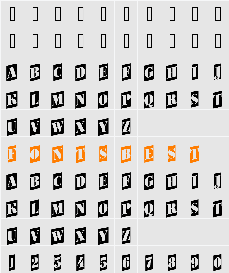 a_BodoniOrtoNrTtlCmUp Character Map