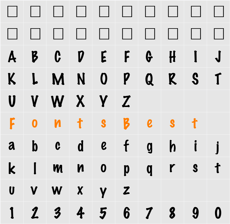 MarkerFeltThin-Plain Character Map