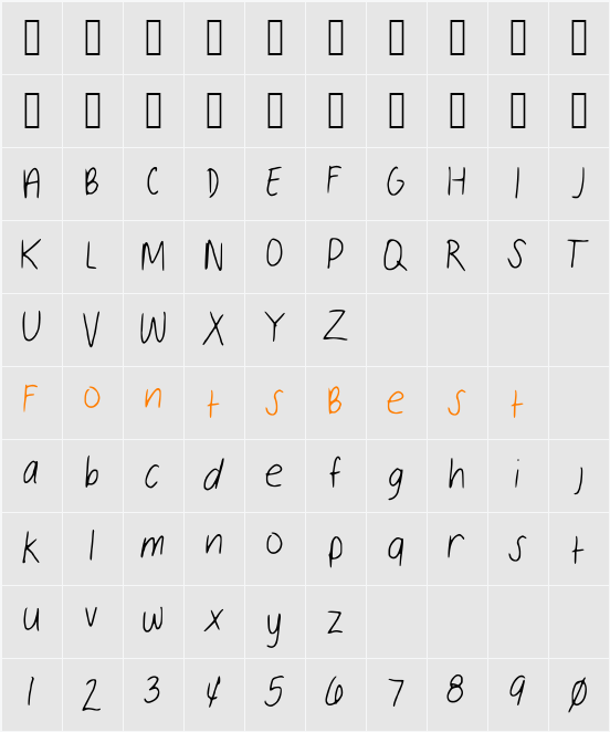 Sloppy_Hand Character Map