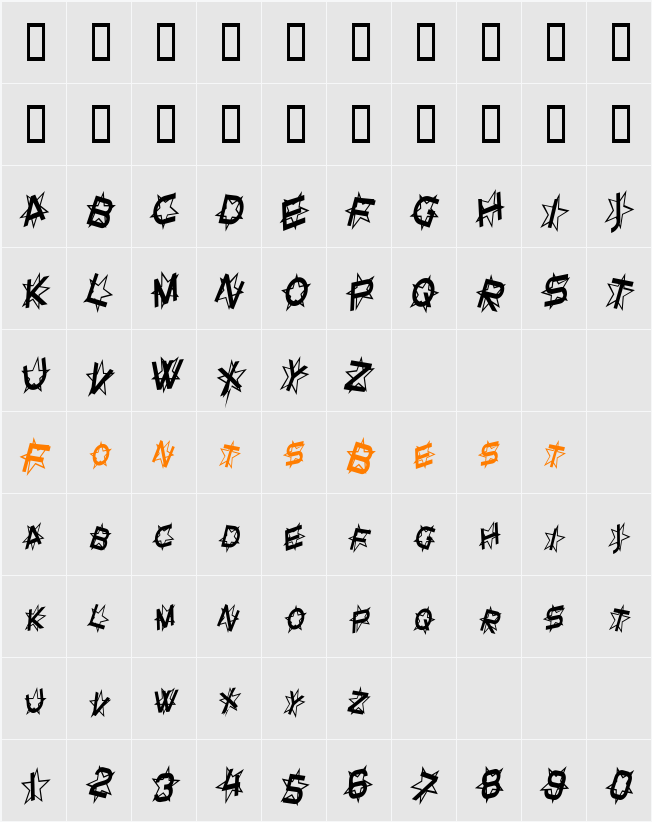 Star Dust Condensed Character Map