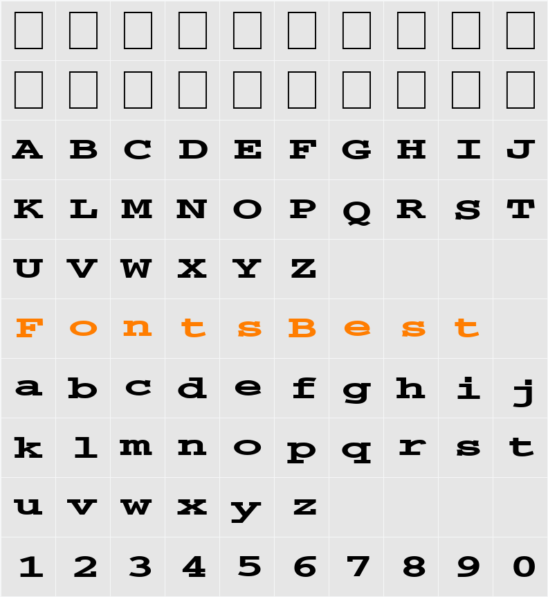 FZ BASIC 54 EX Character Map