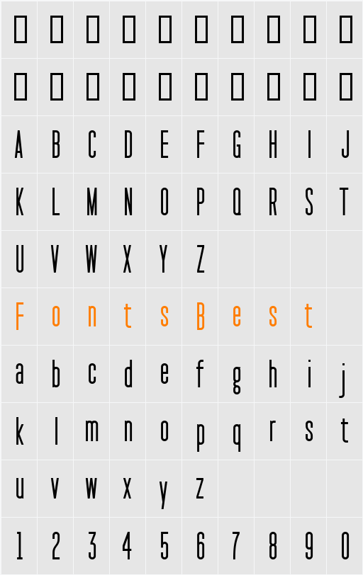 Pakt Condensed Character Map
