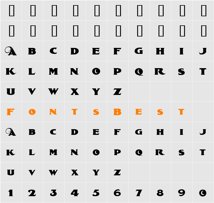 LHF Spurred Egyptian Character Map
