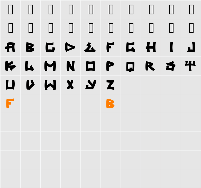 trasher Character Map