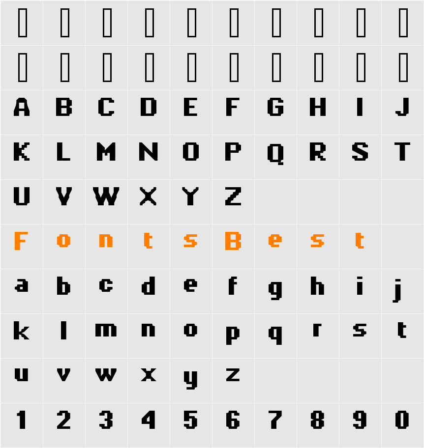Fruity fonts Character Map