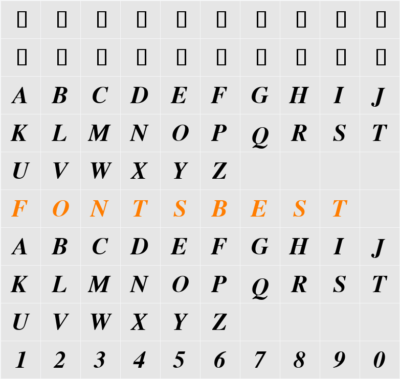.VnTimeH Character Map