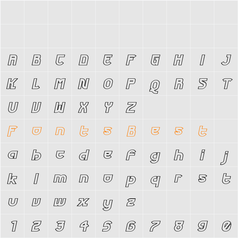Futurex Phat Outline Character Map