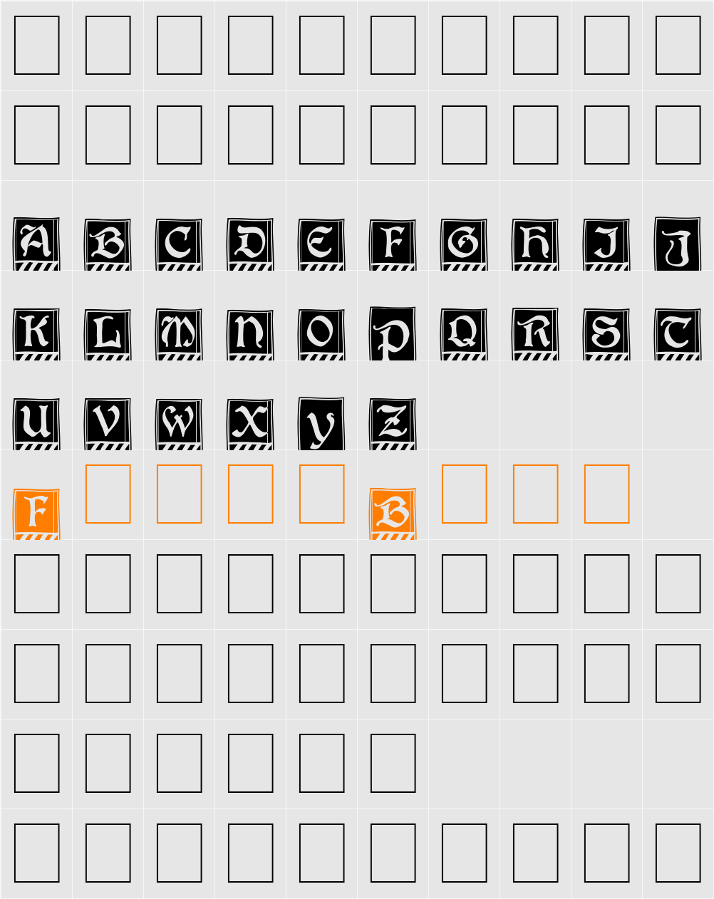 BoisterCapitals Character Map