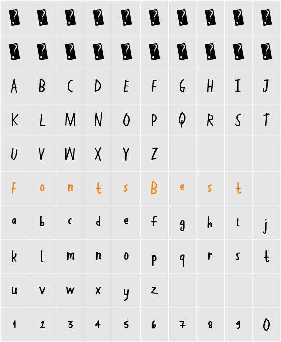 HandWork Character Map