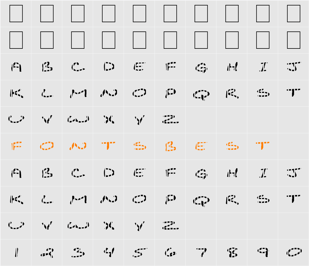 FZ JAZZY 29 STRIPED EX Character Map