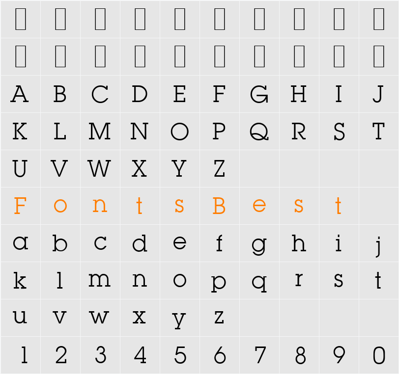 L850-Slab Character Map