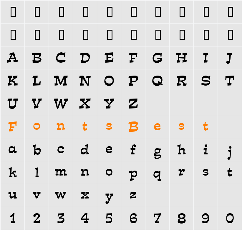 EstralDB Character Map