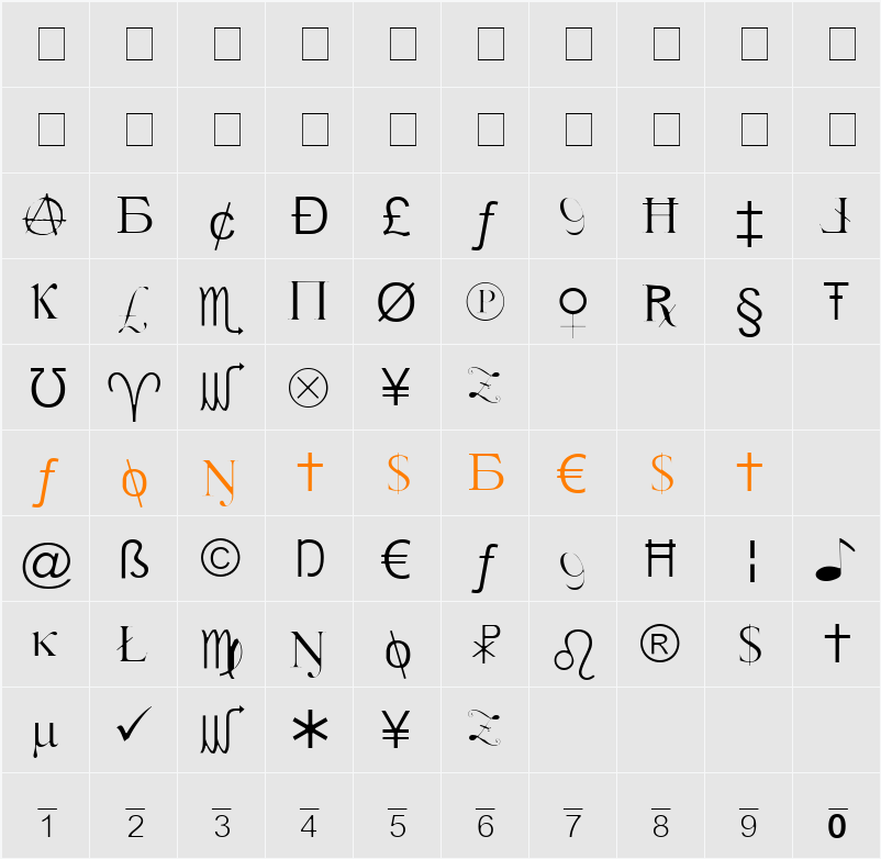 X-Cryption Light Character Map