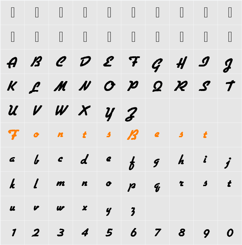 GilliesAntDExtBol Character Map