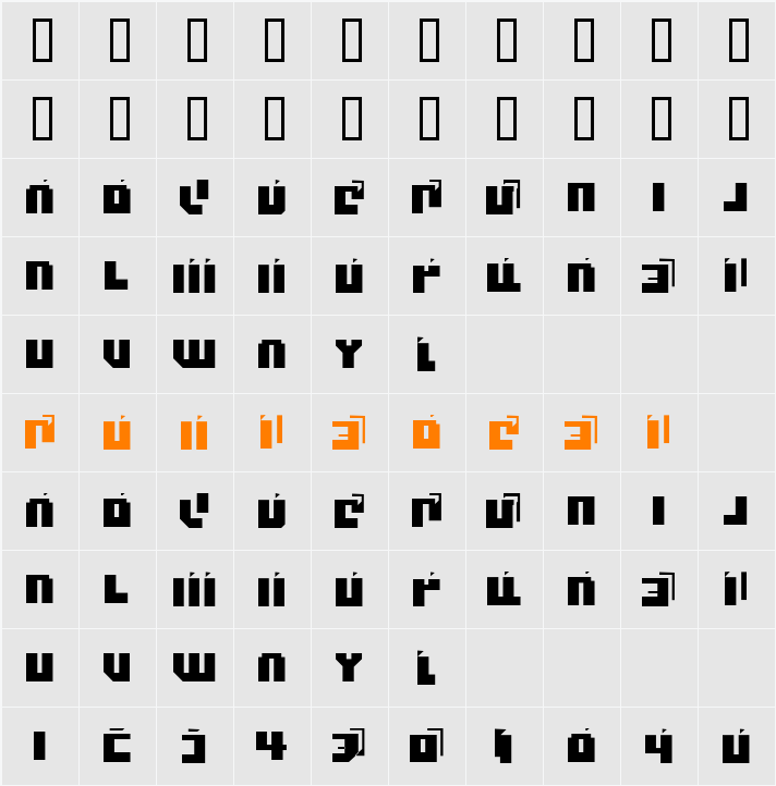 BlockedFront Character Map