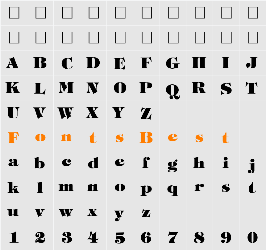 Tiffany-Heavy-Normal Character Map