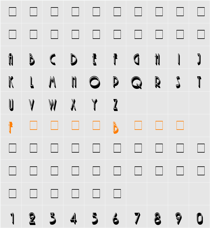 Plaza Shadow URW Character Map
