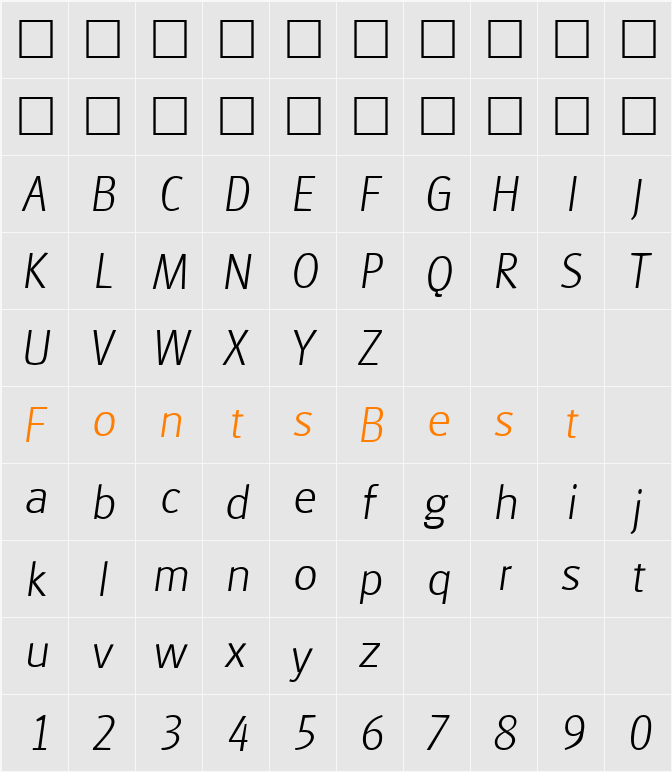 Goudita Sans Light SF Character Map
