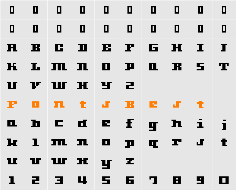 01Quadratix Character Map