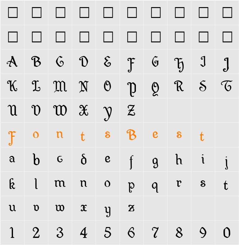 Wellsley Character Map