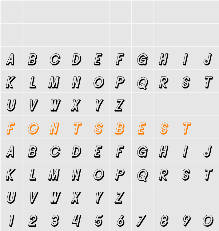 SF Buttacup Lettering Shaded Character Map