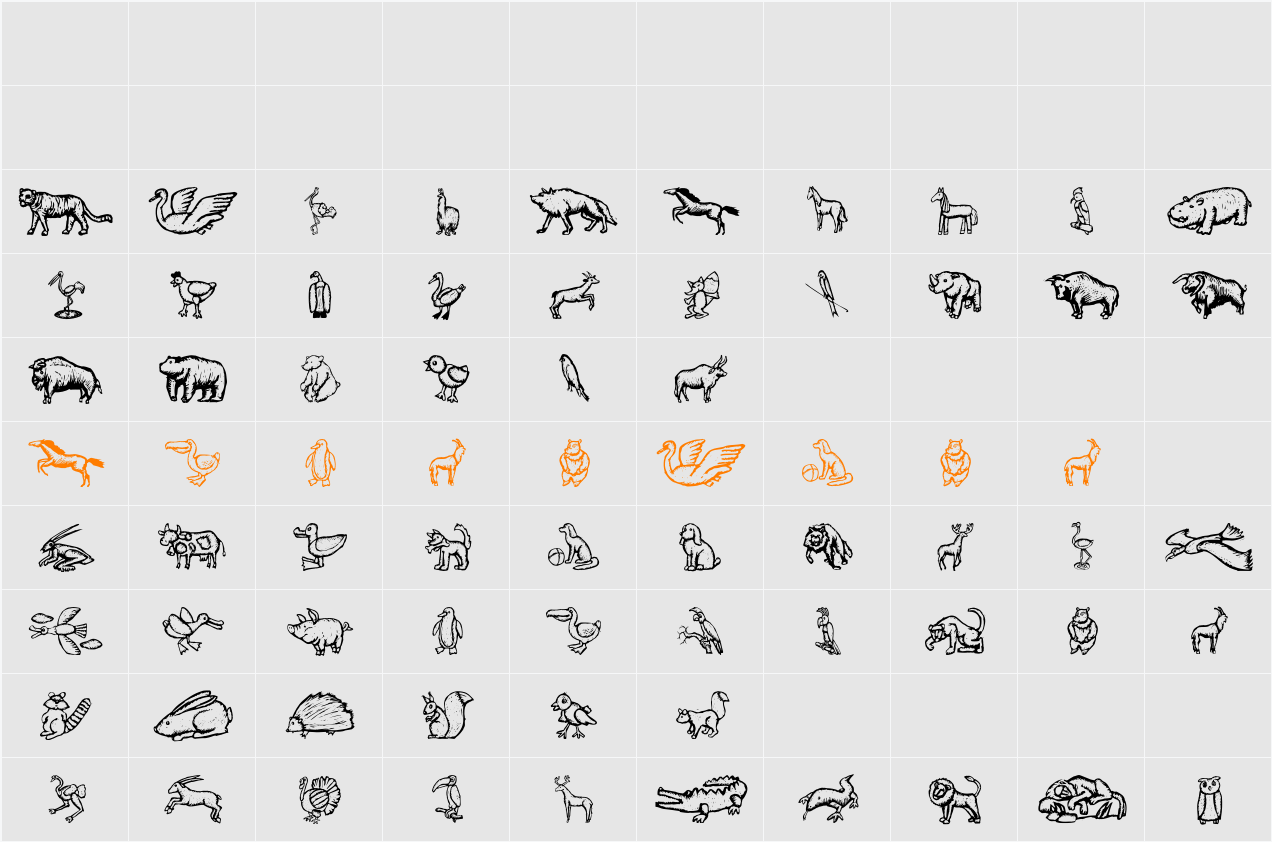 ZooWoodcutsM Character Map