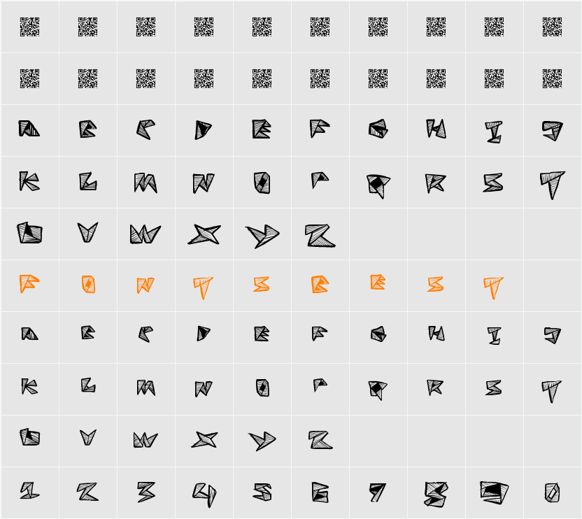 FoldLine Character Map