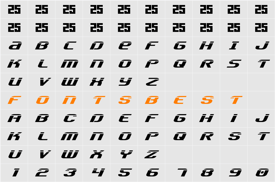 Team America Laser Character Map