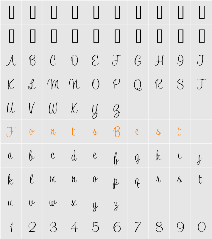 TamarilloJF Character Map