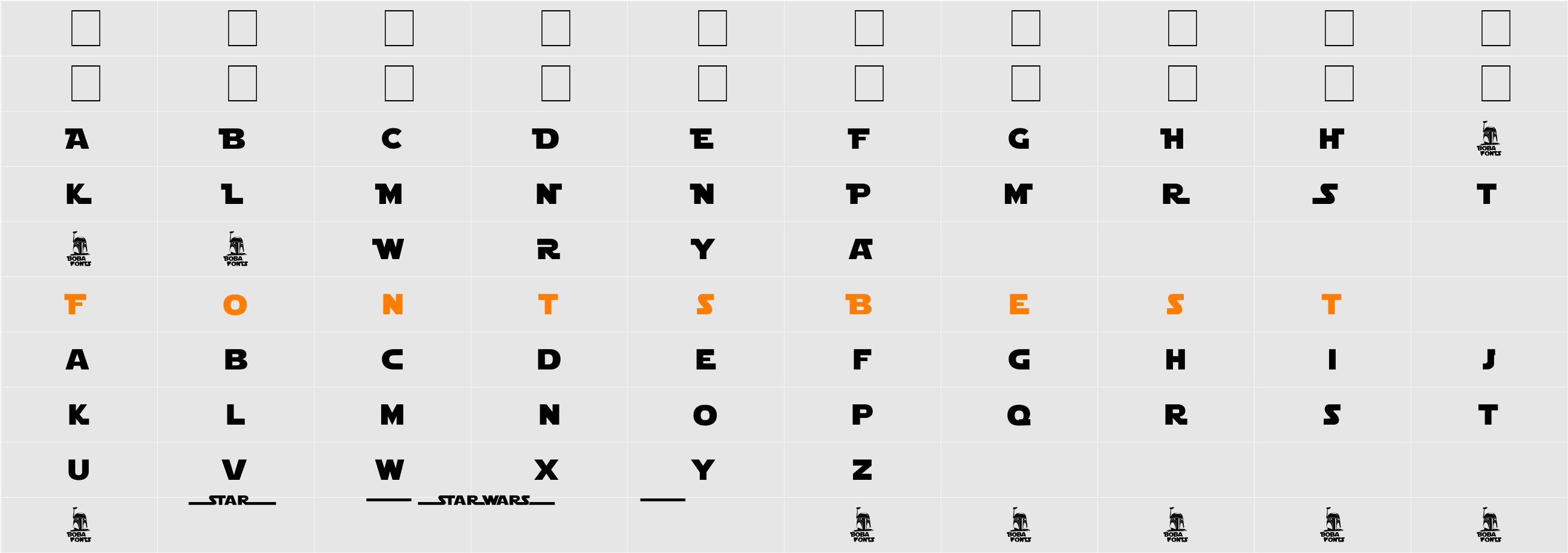 Star Jedi Logo DoubleLine1 Character Map