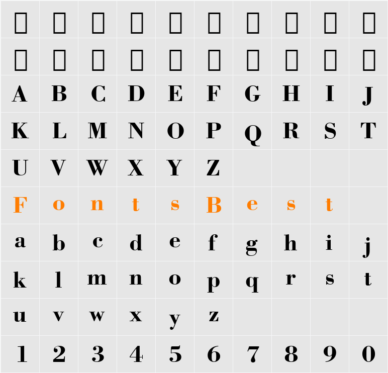 Bodoni Bd BT Character Map
