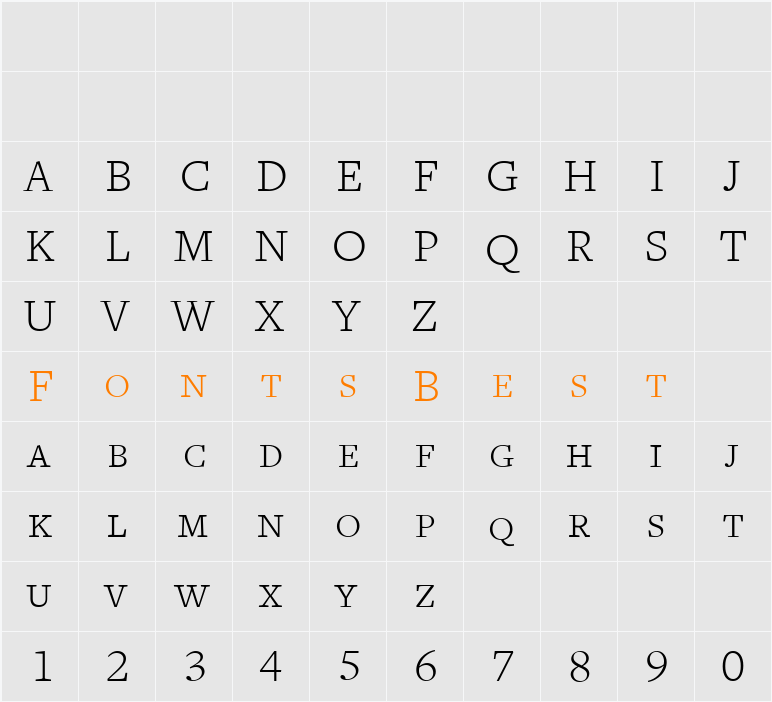 FreightText LightSC Character Map
