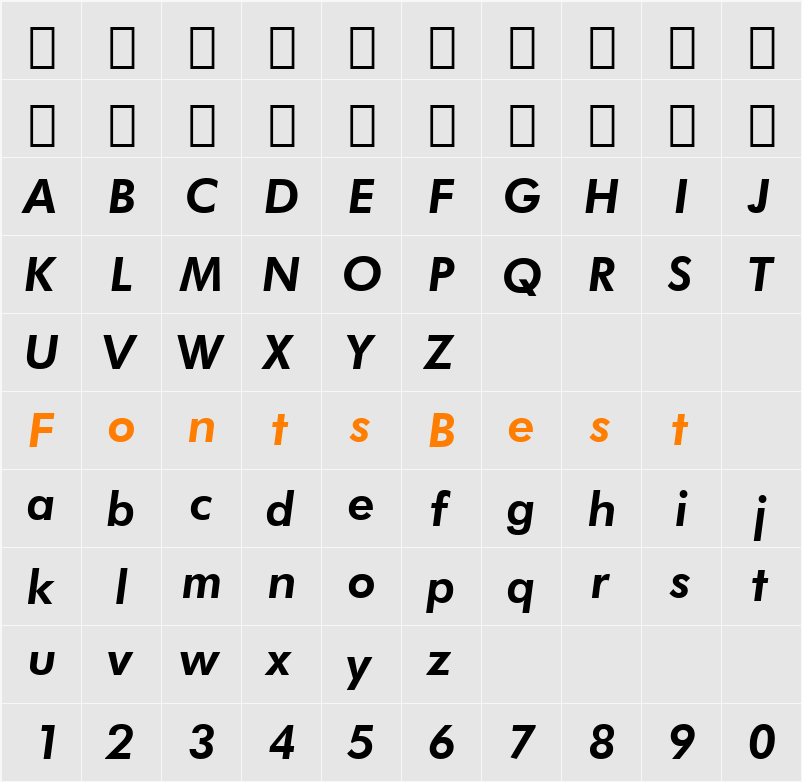 Futura Hv BT Character Map