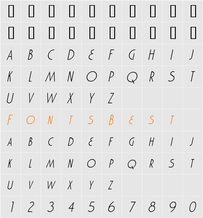 Marquisette BTN Light Character Map