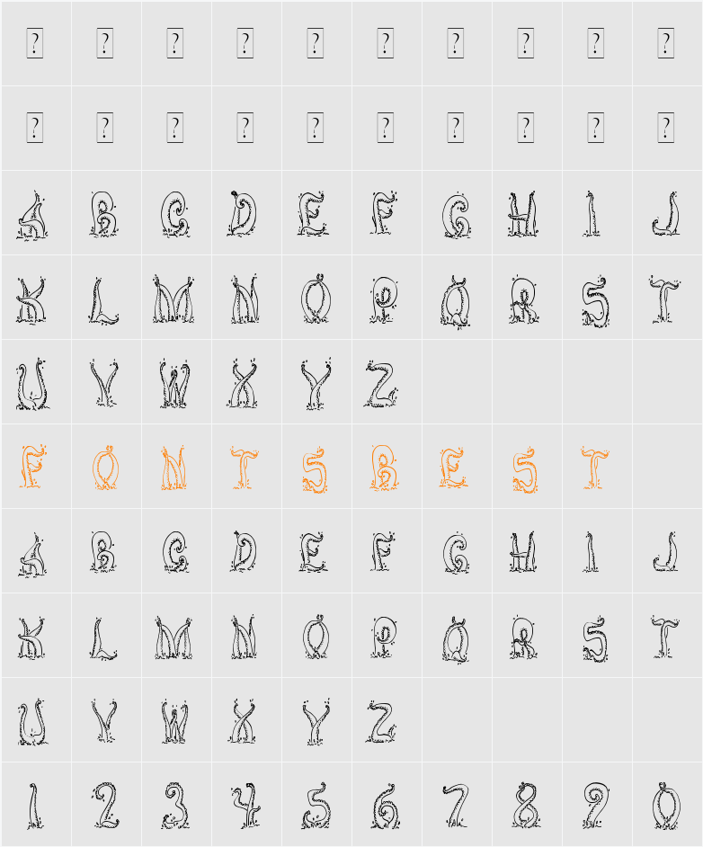 Tentacles Character Map