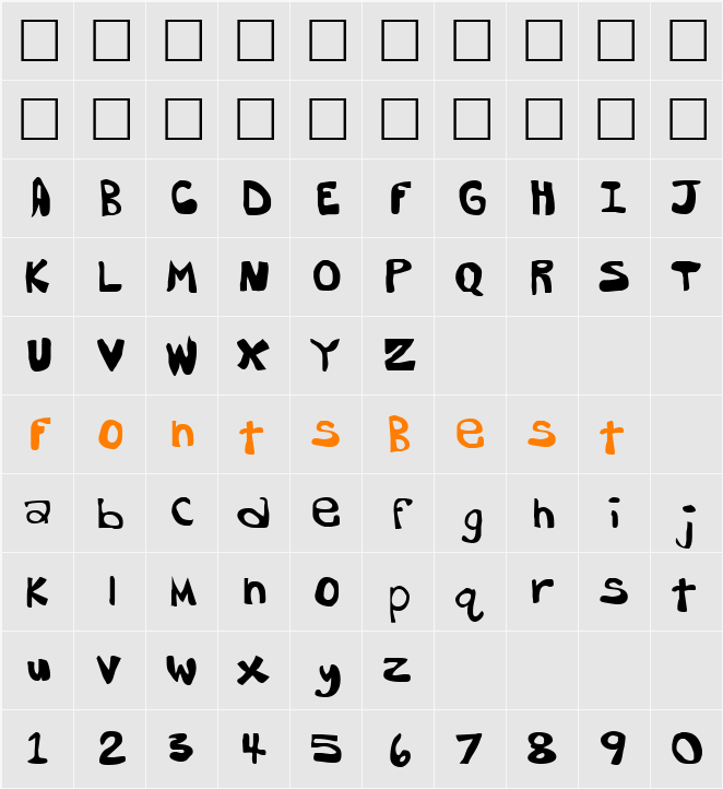 Dork Butt Character Map
