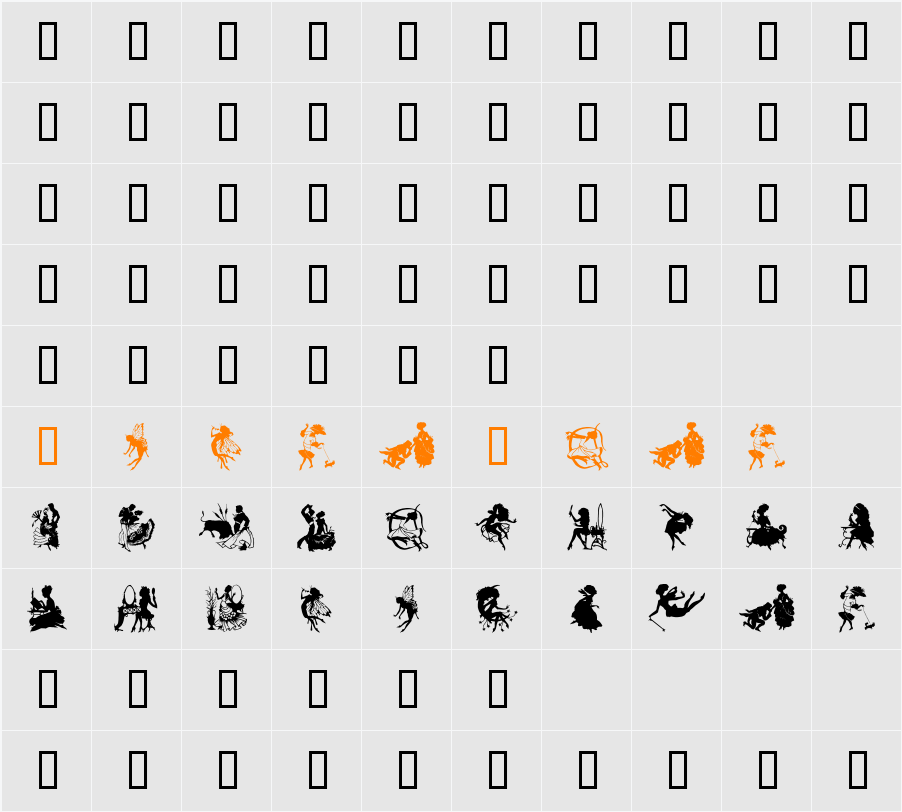GE Silhouette Women Character Map