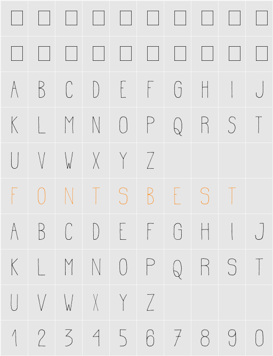 Estirada Molestar Character Map