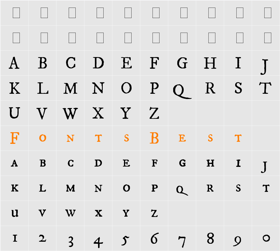 IM FELL DW Pica Character Map