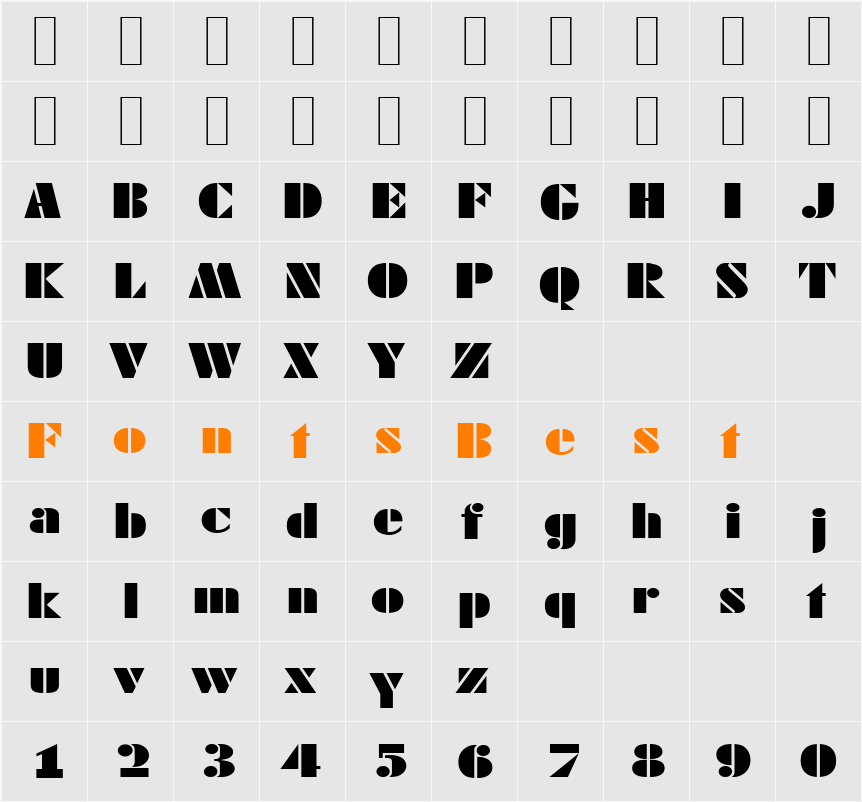 DekoBlackExtendedSerial Character Map