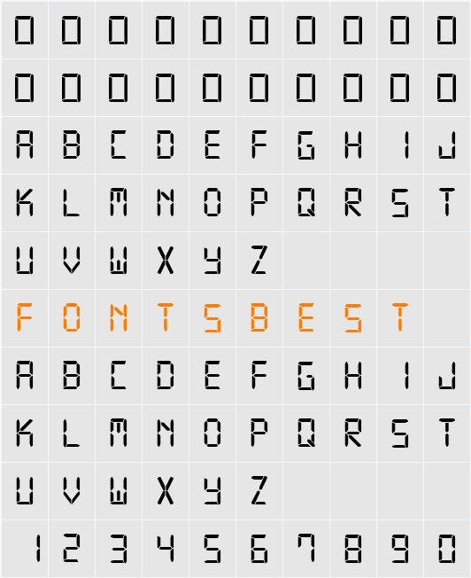 Digital-7 Character Map