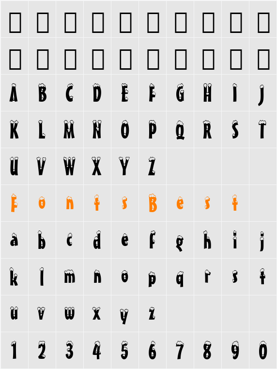 SnowCap BT Character Map