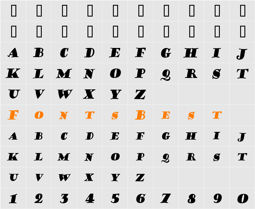 Coffee-Sack-Condensed Character Map