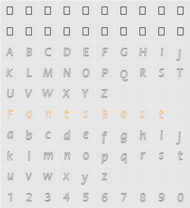 FZ BASIC 17 HOLLOW  Character Map