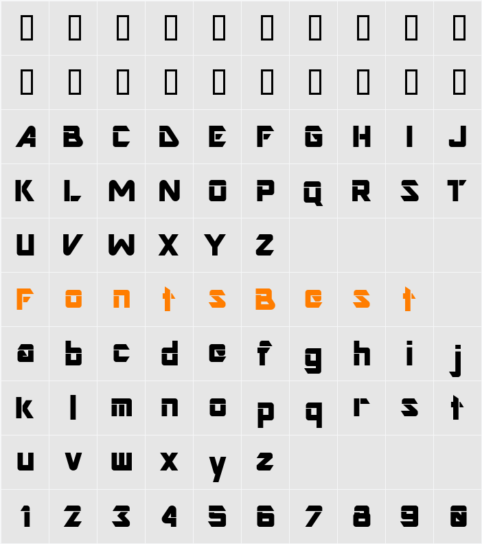 Gravicon Character Map